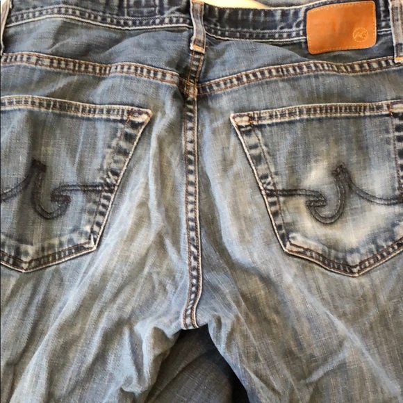 329. Men’s Adriano Goldschmied vintage distressed straight leg denim blue jeans - Picture 6 of 8